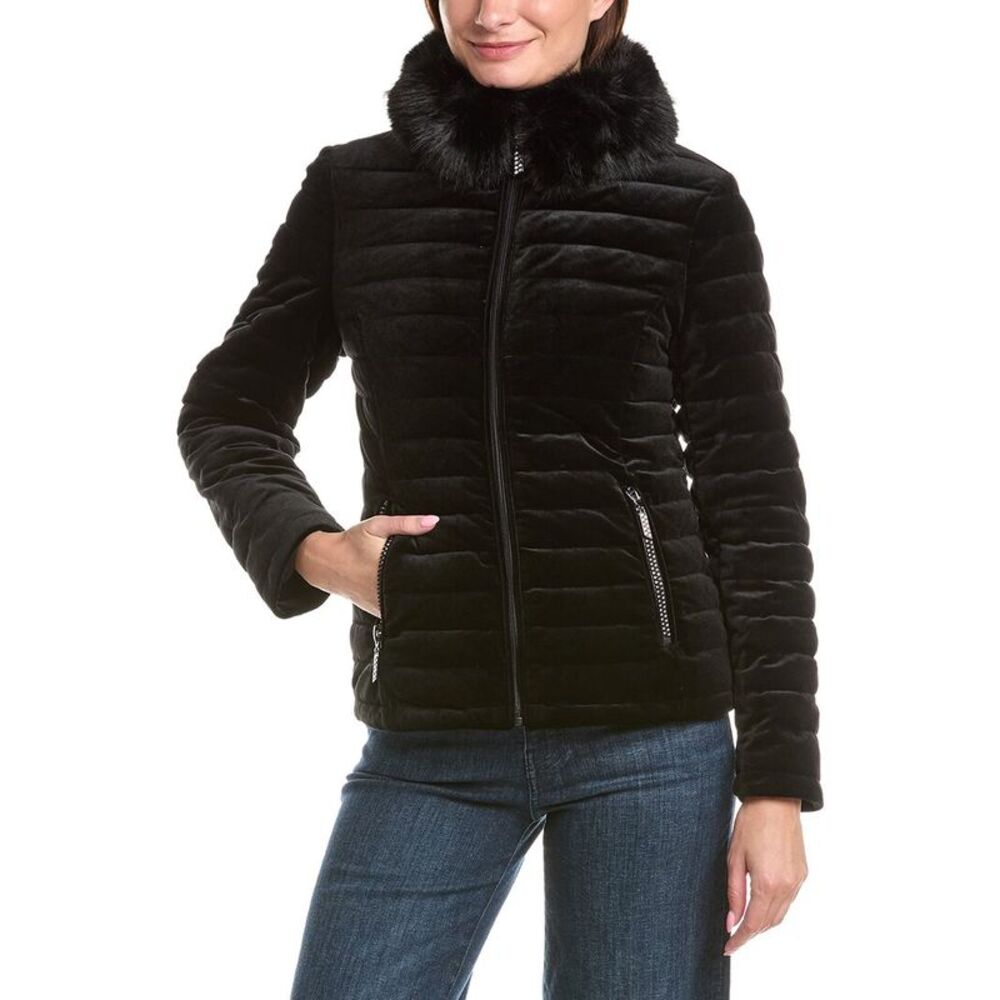 Joseph Ribkoff Womens  Quilted Velvet Jacket, Black